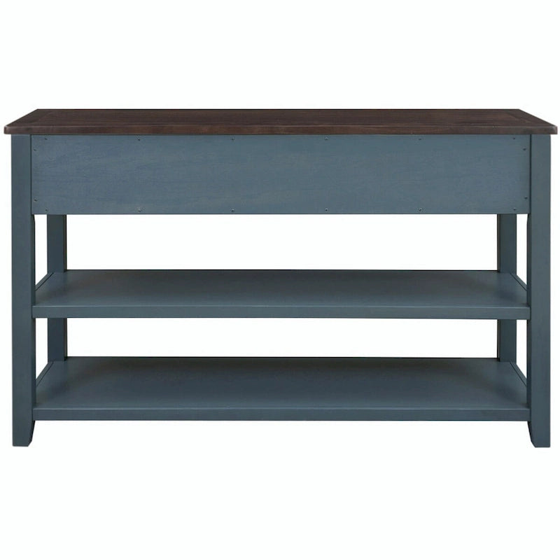 Console da 50L dal design retrò con due ripiani aperti, struttura e gambe in legno massello di pino