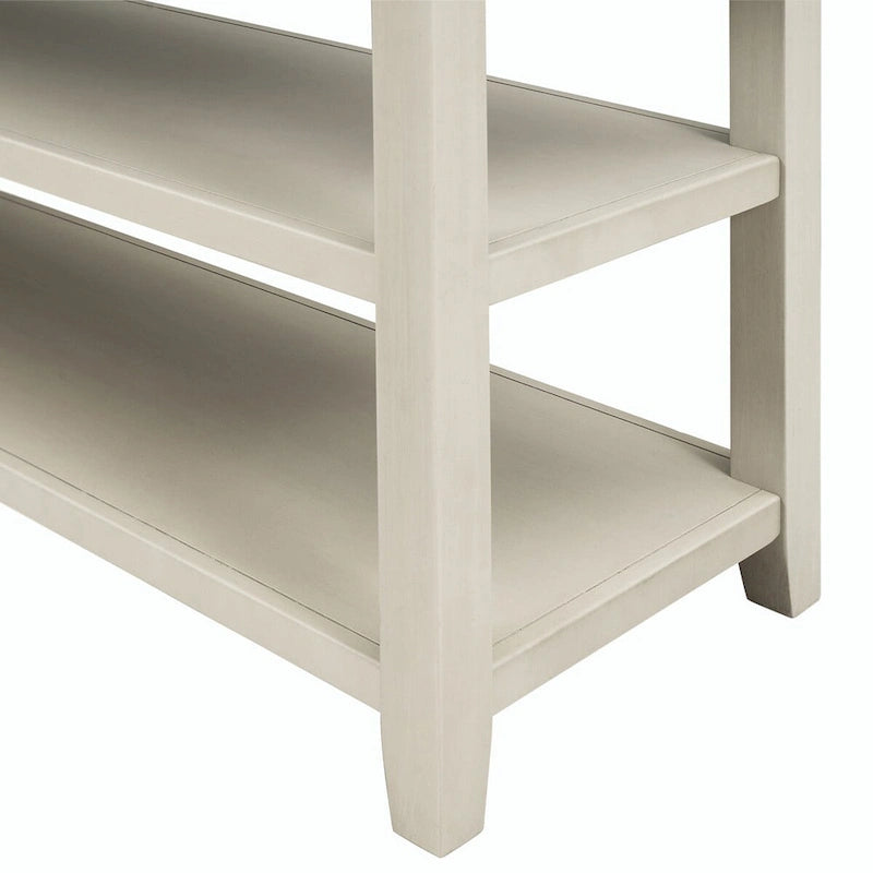 Console da 50L dal design retrò con due ripiani aperti, struttura e gambe in legno massello di pino