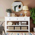 Console da 50L dal design retrò con due ripiani aperti, struttura e gambe in legno massello di pino