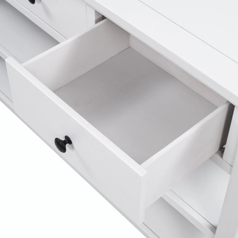 Console da 50L dal design retrò con due ripiani aperti, struttura e gambe in legno massello di pino