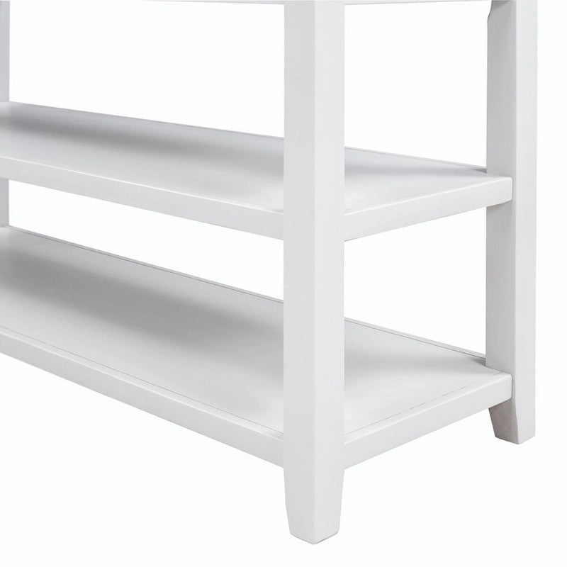 Console da 50L dal design retrò con due ripiani aperti, struttura e gambe in legno massello di pino