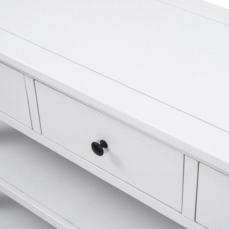 Console da 50L dal design retrò con due ripiani aperti, struttura e gambe in legno massello di pino