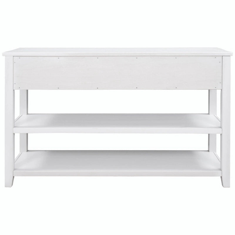 Console da 50L dal design retrò con due ripiani aperti, struttura e gambe in legno massello di pino