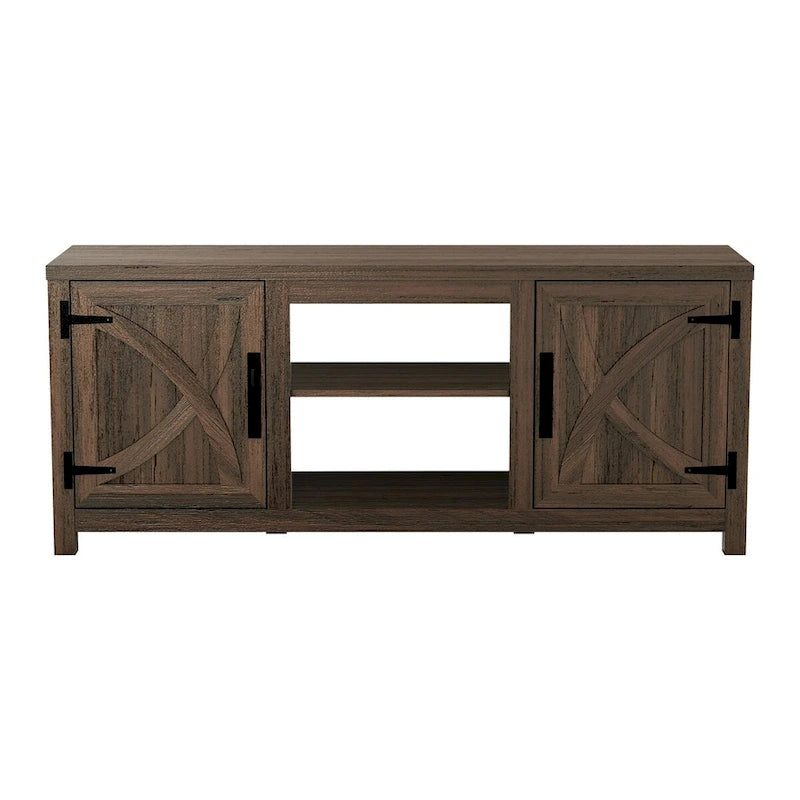 Mobile TV a console da 58 pollici in legno di noce rustico, con porte scorrevoli stile fienile, per TV fino a 65 pollici di larghezza