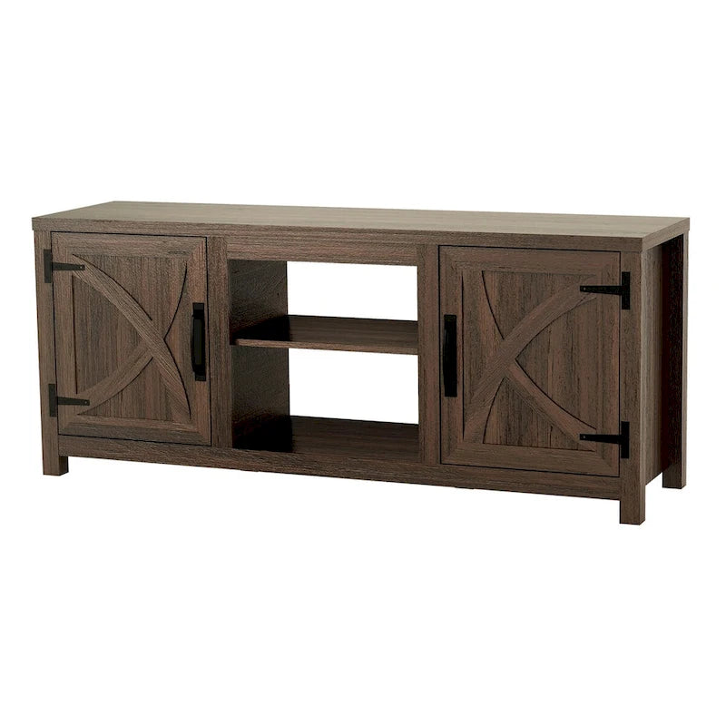 Mobile TV a console da 58 pollici in legno di noce rustico, con porte scorrevoli stile fienile, per TV fino a 65 pollici di larghezza