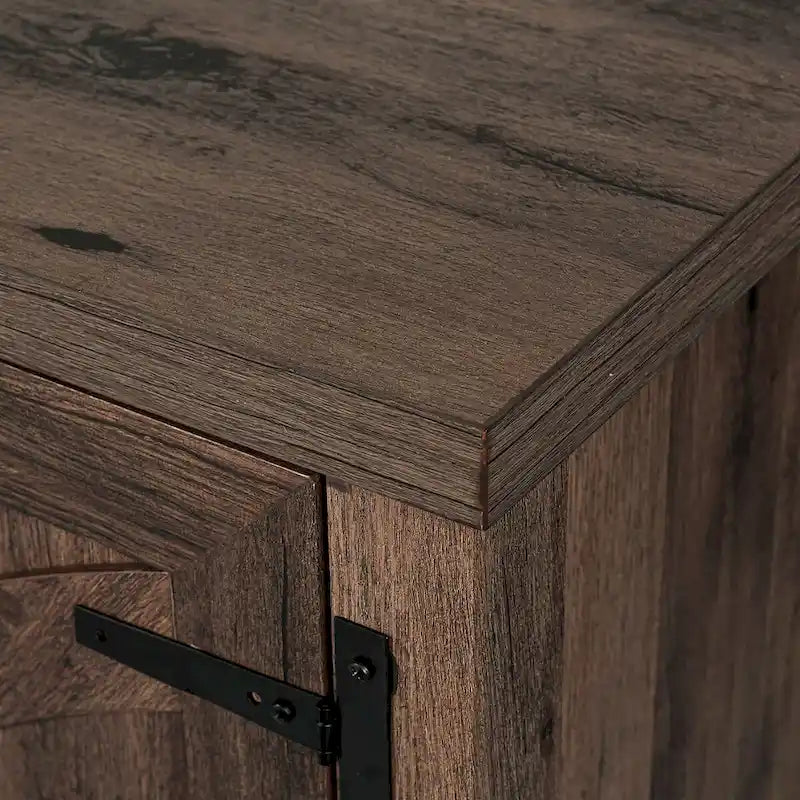 Mobile TV a console da 58 pollici in legno di noce rustico, con porte scorrevoli stile fienile, per TV fino a 65 pollici di larghezza