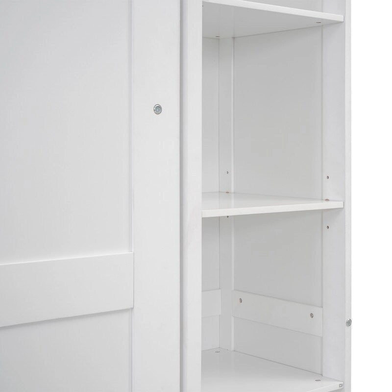Letto a scomparsa matrimoniale in legno con scaffali e luci a LED
