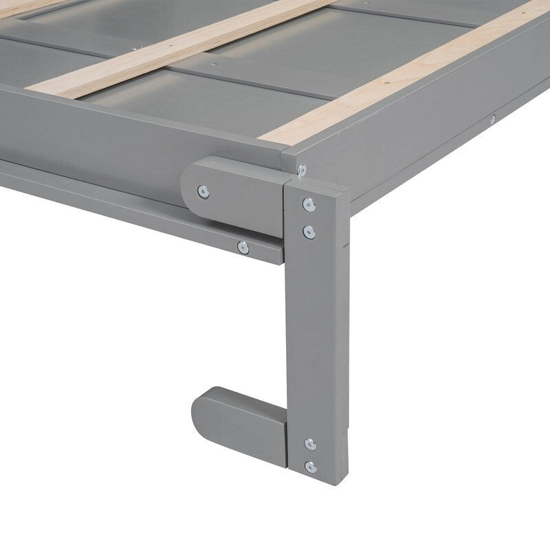 Letto a scomparsa matrimoniale in legno con scaffali e luci a LED