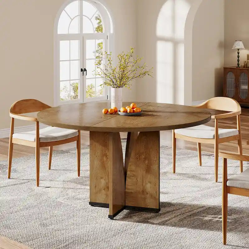 Tavolo da pranzo rotondo da 100 cm con piano in legno per sala da pranzo e cucina