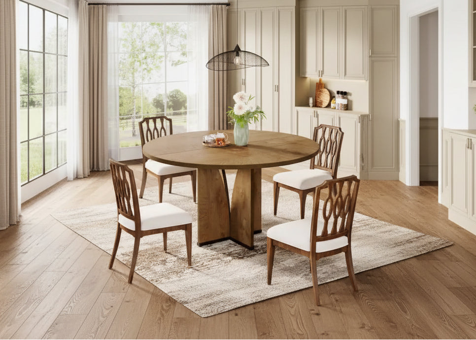 Tavolo da pranzo rotondo da 100 cm con piano in legno per sala da pranzo e cucina