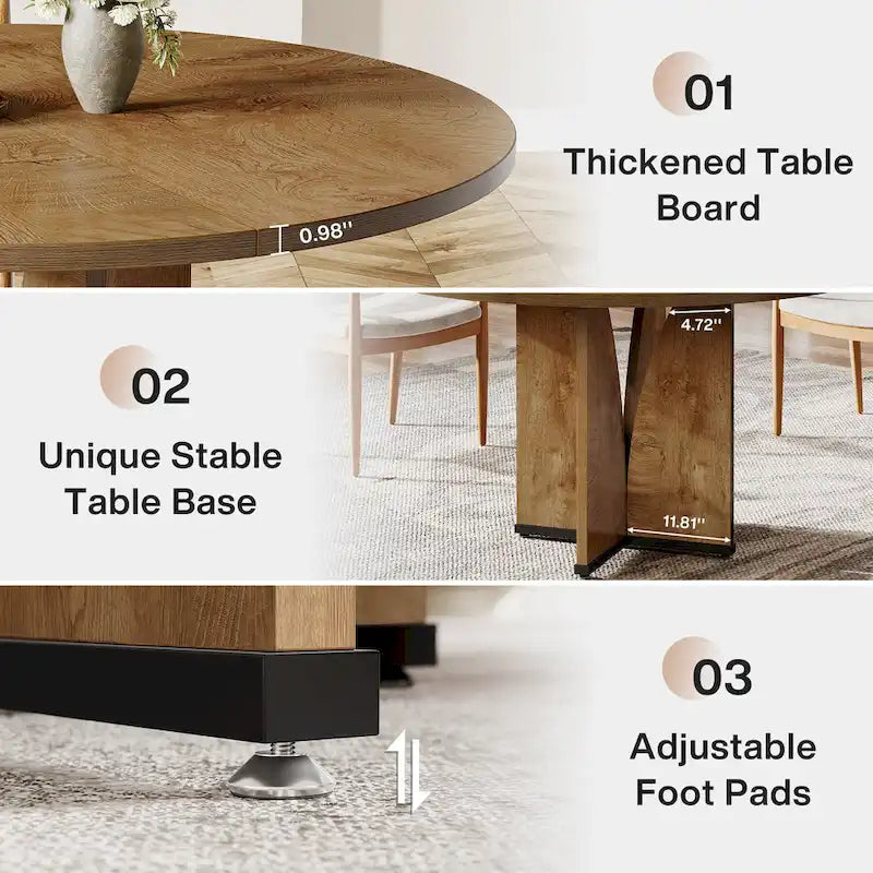 Tavolo da pranzo rotondo da 100 cm con piano in legno per sala da pranzo e cucina