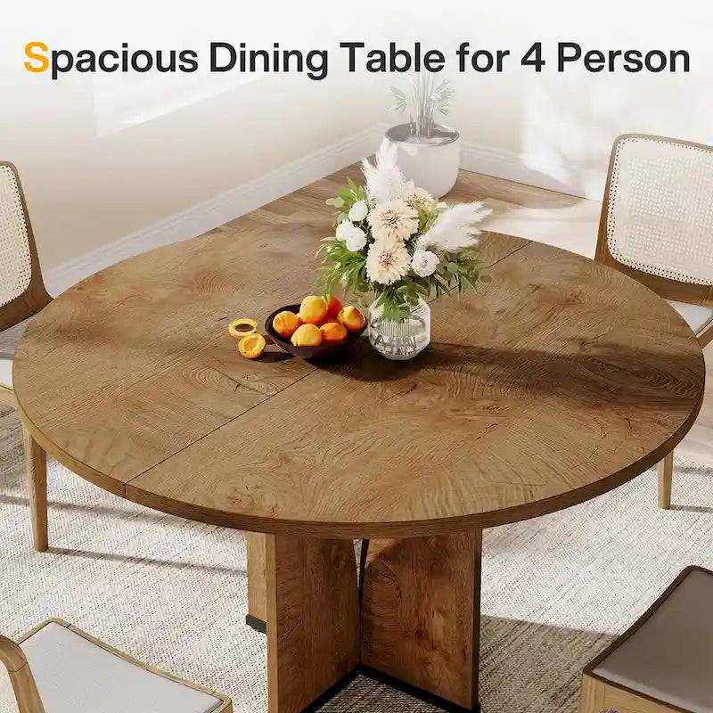 Tavolo da pranzo rotondo da 100 cm con piano in legno per sala da pranzo e cucina