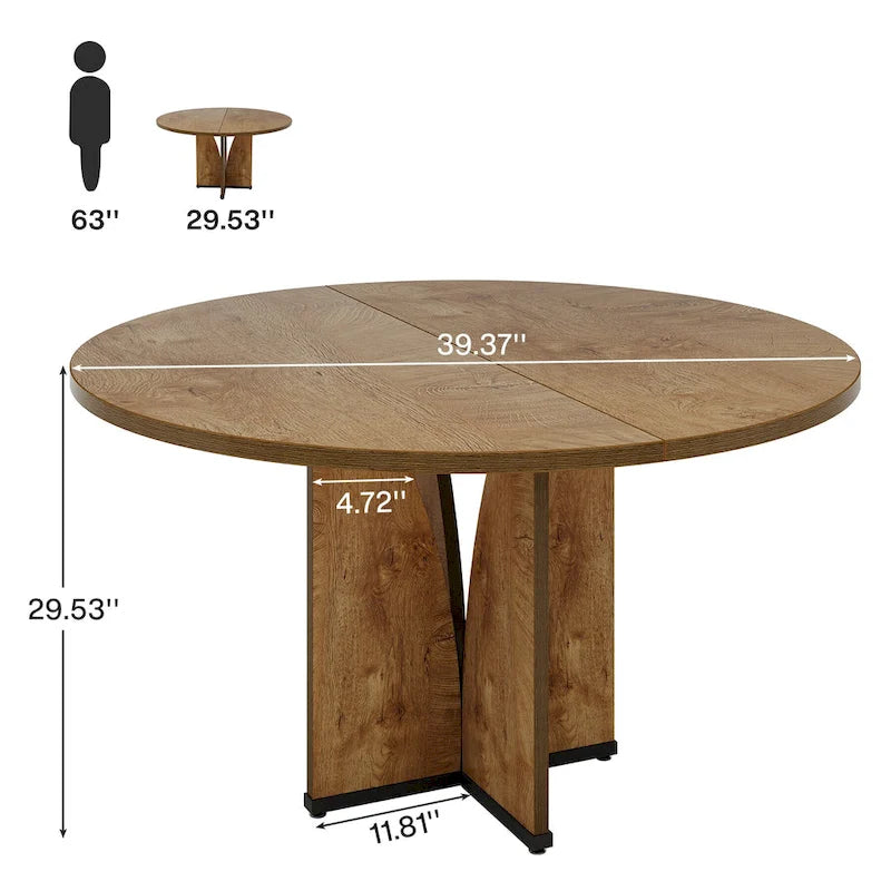 Tavolo da pranzo rotondo da 100 cm con piano in legno per sala da pranzo e cucina