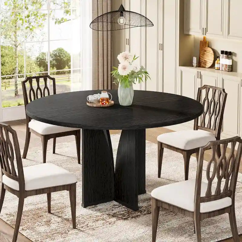 Tavolo da pranzo rotondo da 100 cm con piano in legno per sala da pranzo e cucina