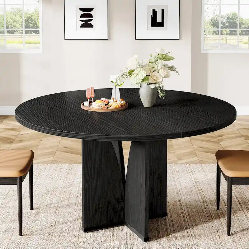 Tavolo da pranzo rotondo da 100 cm con piano in legno per sala da pranzo e cucina