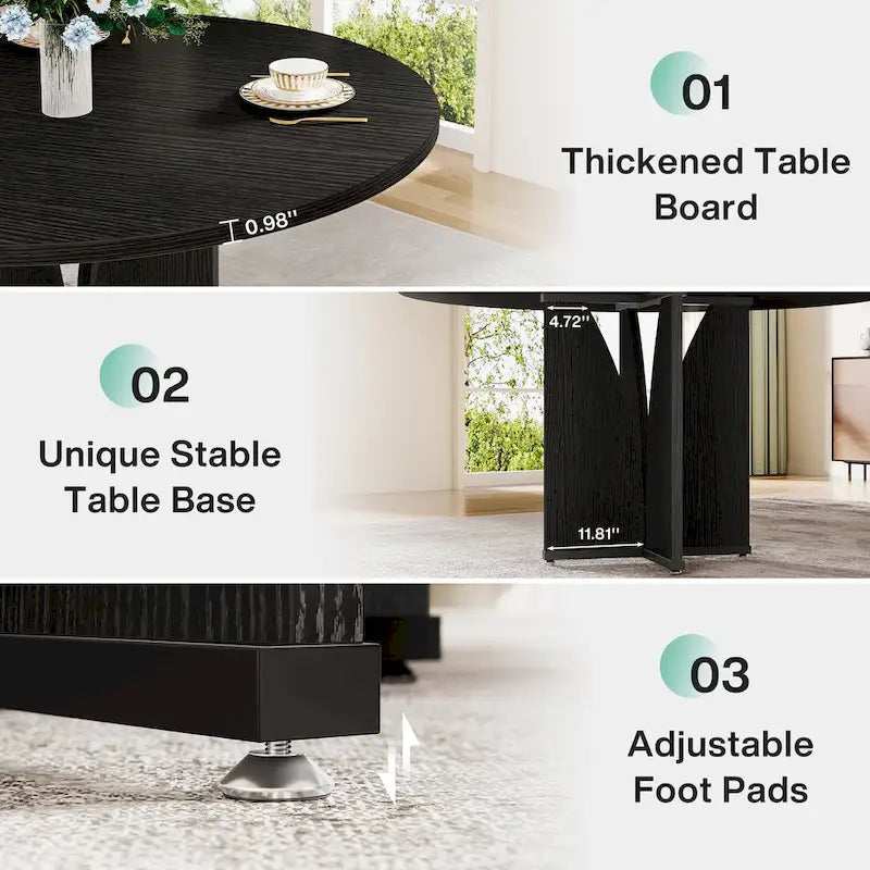 Tavolo da pranzo rotondo da 100 cm con piano in legno per sala da pranzo e cucina