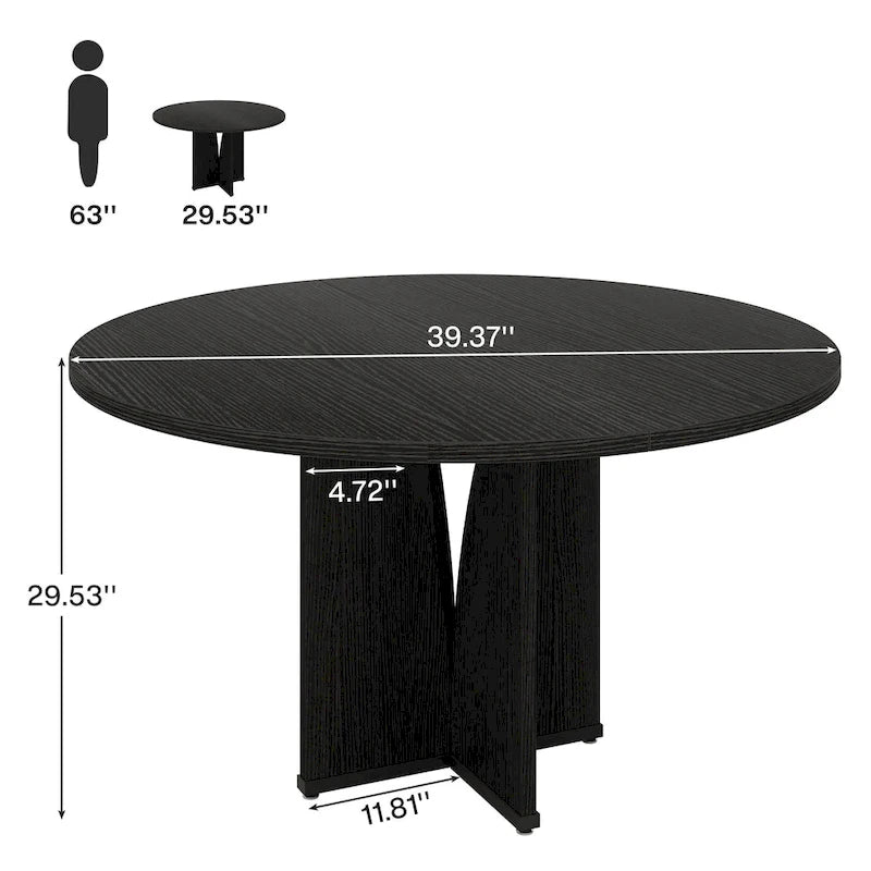 Tavolo da pranzo rotondo da 100 cm con piano in legno per sala da pranzo e cucina