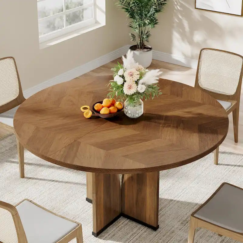 Tavolo da pranzo rotondo da 100 cm con piano in legno per sala da pranzo e cucina