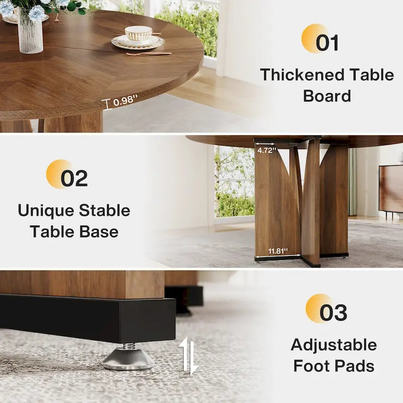 Tavolo da pranzo rotondo da 100 cm con piano in legno per sala da pranzo e cucina
