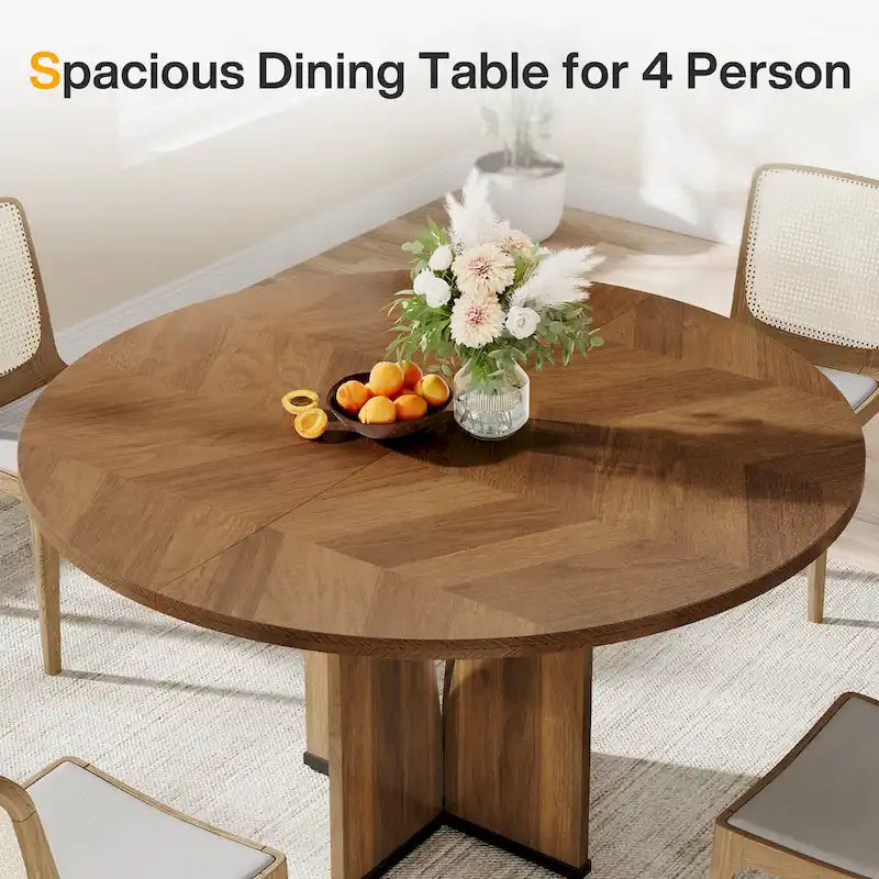 Tavolo da pranzo rotondo da 100 cm con piano in legno per sala da pranzo e cucina