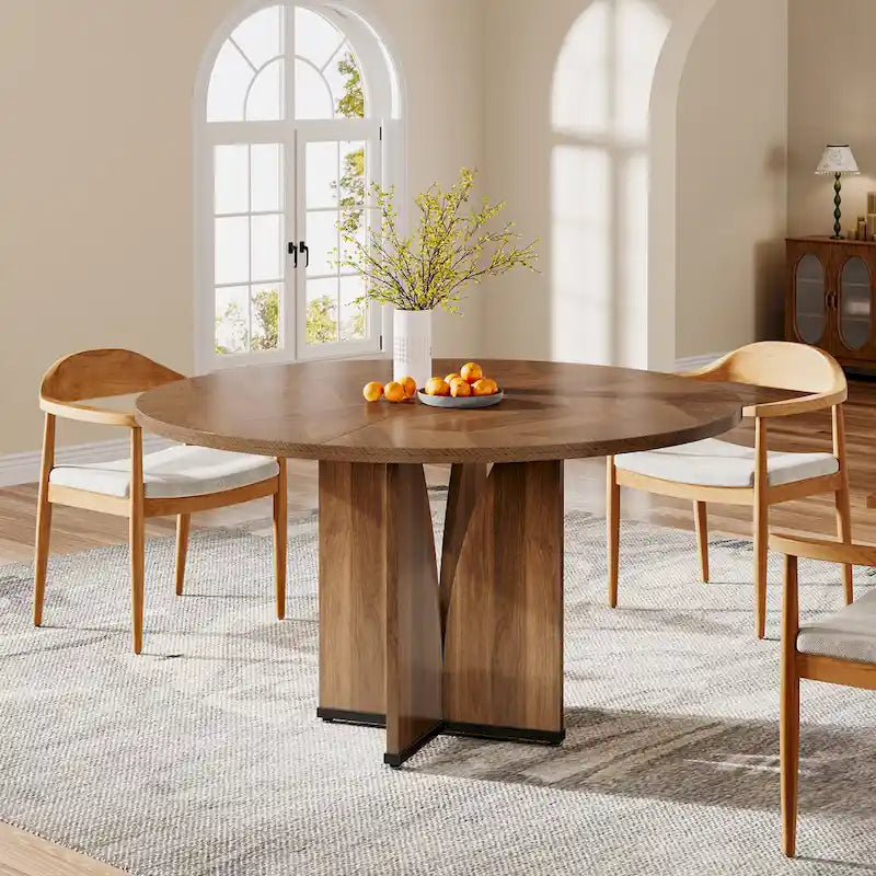 Tavolo da pranzo rotondo da 100 cm con piano in legno per sala da pranzo e cucina