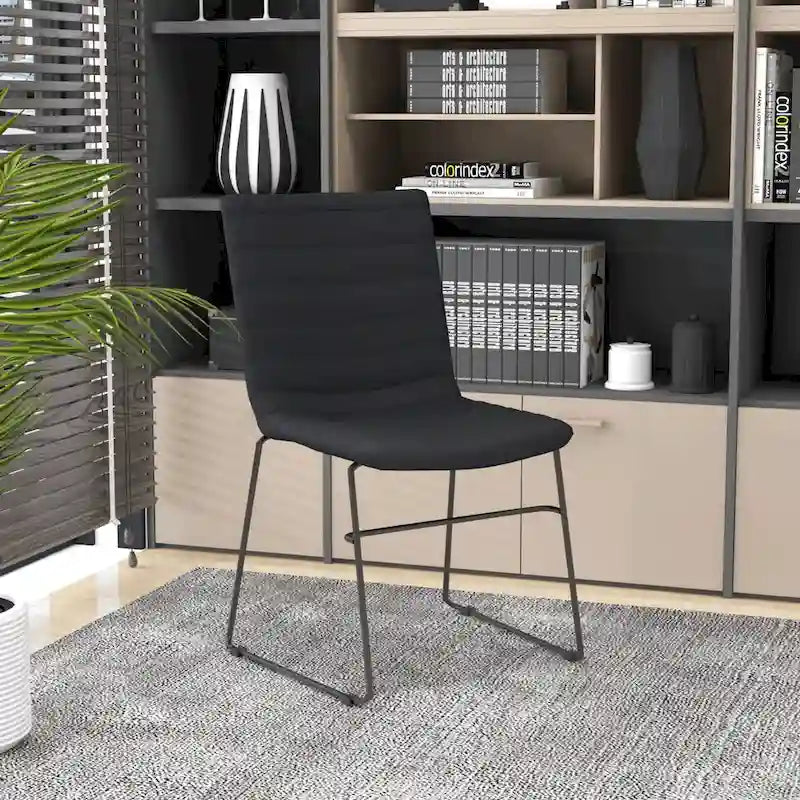 Sedia da ufficio in similpelle e poliestere con base in acciaio inossidabile