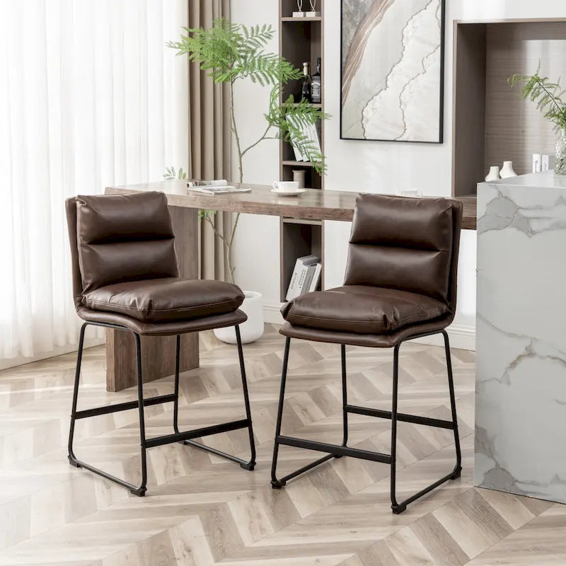 Roundhill Milos Upholstered 26-inch Counter Height Stools, Set of 2